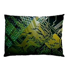 Laptop Computer Technology Leaf Line Green Biology Communication Electronics Illustration Informatio Pillow Case (two Sides) by Vaneshart