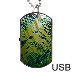 Laptop Computer Technology Leaf Line Green Biology Communication Electronics Illustration Informatio Dog Tag Usb Flash (one Side) by Vaneshart