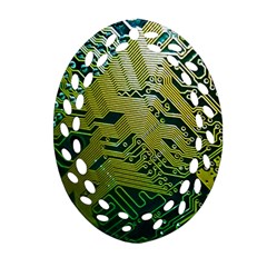 Laptop Computer Technology Leaf Line Green Biology Communication Electronics Illustration Informatio Ornament (oval Filigree) by Vaneshart