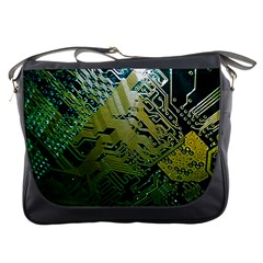 Laptop Computer Technology Leaf Line Green Biology Communication Electronics Illustration Informatio Messenger Bag by Vaneshart