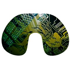 Laptop Computer Technology Leaf Line Green Biology Communication Electronics Illustration Informatio Travel Neck Pillow by Vaneshart