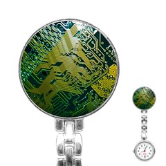 Laptop Computer Technology Leaf Line Green Biology Communication Electronics Illustration Informatio Stainless Steel Nurses Watch by Vaneshart