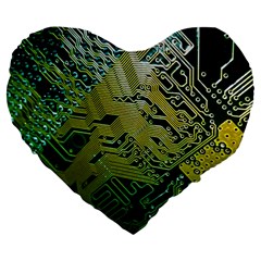 Laptop Computer Technology Leaf Line Green Biology Communication Electronics Illustration Informatio Large 19  Premium Flano Heart Shape Cushions by Vaneshart