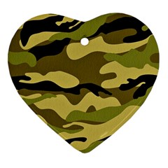 Fabric Army Camo Pattern Ornament (heart) by Vaneshart