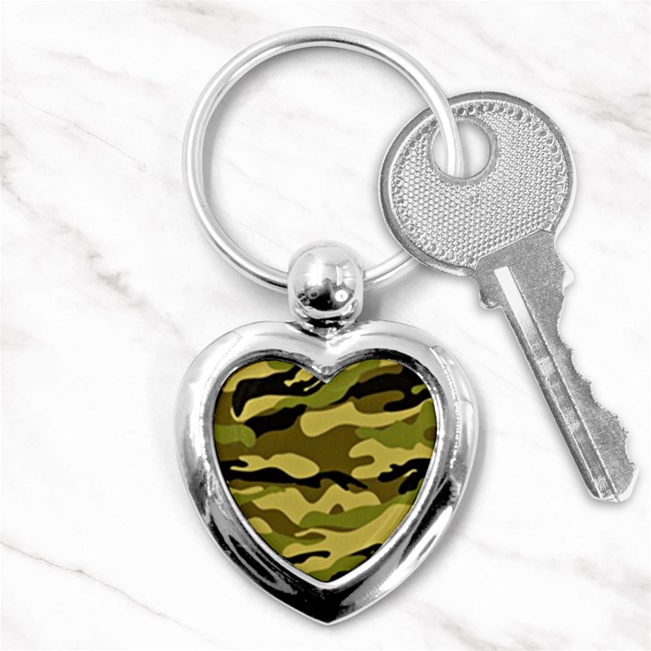 Fabric Army Camo Pattern Key Chain (Heart)