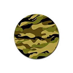 Fabric Army Camo Pattern Rubber Round Coaster (4 Pack)  by Vaneshart