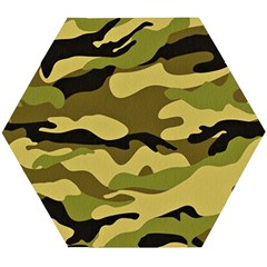 Fabric Army Camo Pattern Wooden Puzzle Hexagon