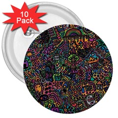 Awesome Abstract Pattern 3  Buttons (10 Pack)  by Vaneshart