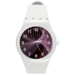 Light Sunlight Spiral Flower Line Color Electricity Circle Lightpaint Symmetry Shape  Macro   Round Plastic Sport Watch (m) by Vaneshart