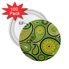 Texture Leaf Pattern Line Green Color Colorful Yellow Circle Ornament Font Art Illustration Design  2 25  Buttons (100 Pack)  by Vaneshart