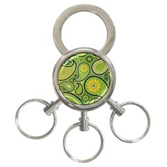 Texture Leaf Pattern Line Green Color Colorful Yellow Circle Ornament Font Art Illustration Design  3-ring Key Chain by Vaneshart