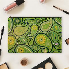 Texture Leaf Pattern Line Green Color Colorful Yellow Circle Ornament Font Art Illustration Design  Cosmetic Bag (large) by Vaneshart