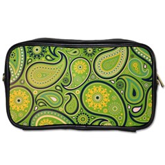 Texture Leaf Pattern Line Green Color Colorful Yellow Circle Ornament Font Art Illustration Design  Toiletries Bag (two Sides) by Vaneshart