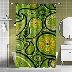 Texture Leaf Pattern Line Green Color Colorful Yellow Circle Ornament Font Art Illustration Design  Shower Curtain 48  X 72  (small)  by Vaneshart