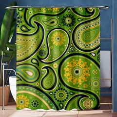 Texture Leaf Pattern Line Green Color Colorful Yellow Circle Ornament Font Art Illustration Design  Shower Curtain 60  X 72  (medium)  by Vaneshart