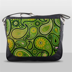 Texture Leaf Pattern Line Green Color Colorful Yellow Circle Ornament Font Art Illustration Design  Messenger Bag by Vaneshart