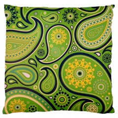 Texture Leaf Pattern Line Green Color Colorful Yellow Circle Ornament Font Art Illustration Design  Large Cushion Case (two Sides)