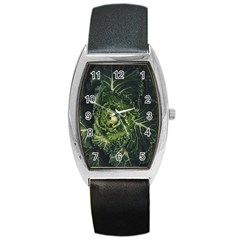 Plant Leaf Flower Green Produce Vegetable Botany Flora Cabbage Macro Photography Flowering Plant Barrel Style Metal Watch by Vaneshart