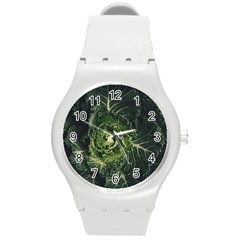 Plant Leaf Flower Green Produce Vegetable Botany Flora Cabbage Macro Photography Flowering Plant Round Plastic Sport Watch (m) by Vaneshart