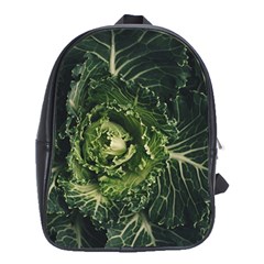 Plant Leaf Flower Green Produce Vegetable Botany Flora Cabbage Macro Photography Flowering Plant School Bag (xl) by Vaneshart