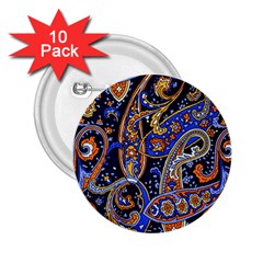 Vintage Retro Texture Decoration Pattern Color Circle Ornament Art Design Bright Symmetry Style  2 25  Buttons (10 Pack)  by Vaneshart