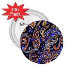 Vintage Retro Texture Decoration Pattern Color Circle Ornament Art Design Bright Symmetry Style  2 25  Buttons (100 Pack)  by Vaneshart