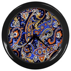 Vintage Retro Texture Decoration Pattern Color Circle Ornament Art Design Bright Symmetry Style  Wall Clock (black) by Vaneshart