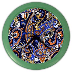 Vintage Retro Texture Decoration Pattern Color Circle Ornament Art Design Bright Symmetry Style  Color Wall Clock by Vaneshart