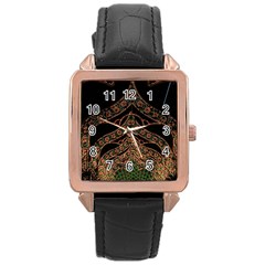 Light Night Christmas Christmas Decoration Symmetry Fantasia Oropesadelmar Castelln Iluminacin Bombi Rose Gold Leather Watch  by Vaneshart