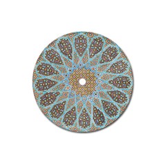 Vintage Flower Floral Pattern Line Tile Circle Art Design Symmetry Mosaic Culture Dome Shape Persian Magnet 3  (round) by Vaneshart