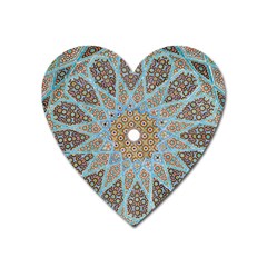 Vintage Flower Floral Pattern Line Tile Circle Art Design Symmetry Mosaic Culture Dome Shape Persian Heart Magnet by Vaneshart