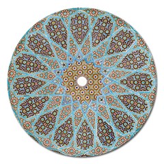 Vintage Flower Floral Pattern Line Tile Circle Art Design Symmetry Mosaic Culture Dome Shape Persian Magnet 5  (round) by Vaneshart