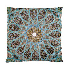 Vintage Flower Floral Pattern Line Tile Circle Art Design Symmetry Mosaic Culture Dome Shape Persian Standard Cushion Case (one Side) by Vaneshart