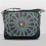 Vintage Flower Floral Pattern Line Tile Circle Art Design Symmetry Mosaic Culture Dome Shape Persian Messenger Bag Front