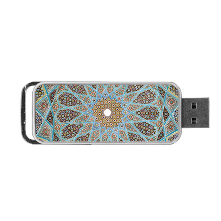 Vintage Flower Floral Pattern Line Tile Circle Art Design Symmetry Mosaic Culture Dome Shape Persian Portable USB Flash (Two Sides)