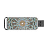 Vintage Flower Floral Pattern Line Tile Circle Art Design Symmetry Mosaic Culture Dome Shape Persian Portable USB Flash (Two Sides) Back