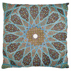 Vintage Flower Floral Pattern Line Tile Circle Art Design Symmetry Mosaic Culture Dome Shape Persian Standard Flano Cushion Case (two Sides) by Vaneshart