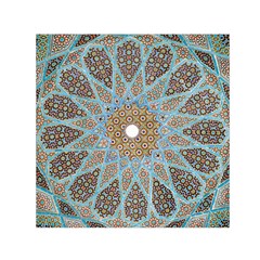 Vintage Flower Floral Pattern Line Tile Circle Art Design Symmetry Mosaic Culture Dome Shape Persian Small Satin Scarf (square) by Vaneshart