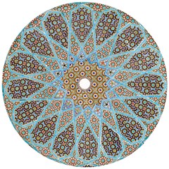 Vintage Flower Floral Pattern Line Tile Circle Art Design Symmetry Mosaic Culture Dome Shape Persian Wooden Puzzle Round by Vaneshart