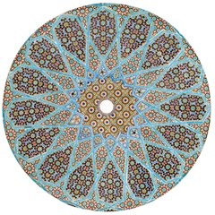 Vintage Flower Floral Pattern Line Tile Circle Art Design Symmetry Mosaic Culture Dome Shape Persian Wooden Bottle Opener (round)