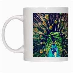 Bird Biology Fauna Material Chile Peacock Plumage Feathers Symmetry Vertebrate Peafowl White Mugs by Vaneshart