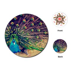 Bird Biology Fauna Material Chile Peacock Plumage Feathers Symmetry Vertebrate Peafowl Playing Cards Single Design (round) by Vaneshart