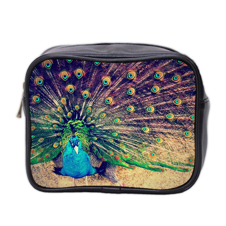 Bird Biology Fauna Material Chile Peacock Plumage Feathers Symmetry Vertebrate Peafowl Mini Toiletries Bag (Two Sides)