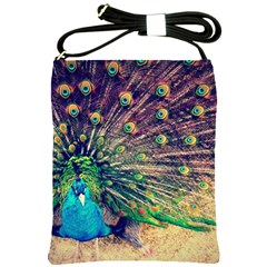 Bird Biology Fauna Material Chile Peacock Plumage Feathers Symmetry Vertebrate Peafowl Shoulder Sling Bag by Vaneshart