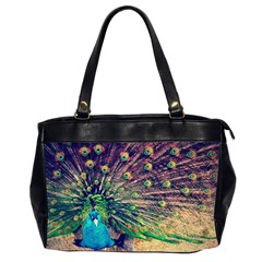 Bird Biology Fauna Material Chile Peacock Plumage Feathers Symmetry Vertebrate Peafowl Oversize Office Handbag (2 Sides) by Vaneshart