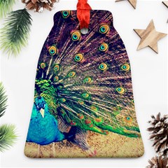 Bird Biology Fauna Material Chile Peacock Plumage Feathers Symmetry Vertebrate Peafowl Bell Ornament (two Sides) by Vaneshart