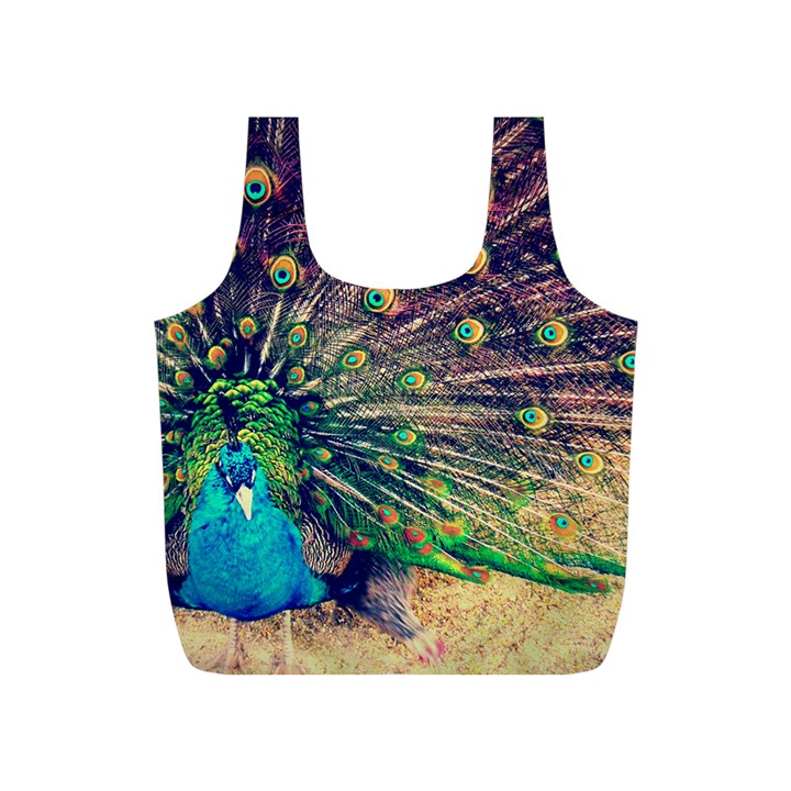 Bird Biology Fauna Material Chile Peacock Plumage Feathers Symmetry Vertebrate Peafowl Full Print Recycle Bag (S)