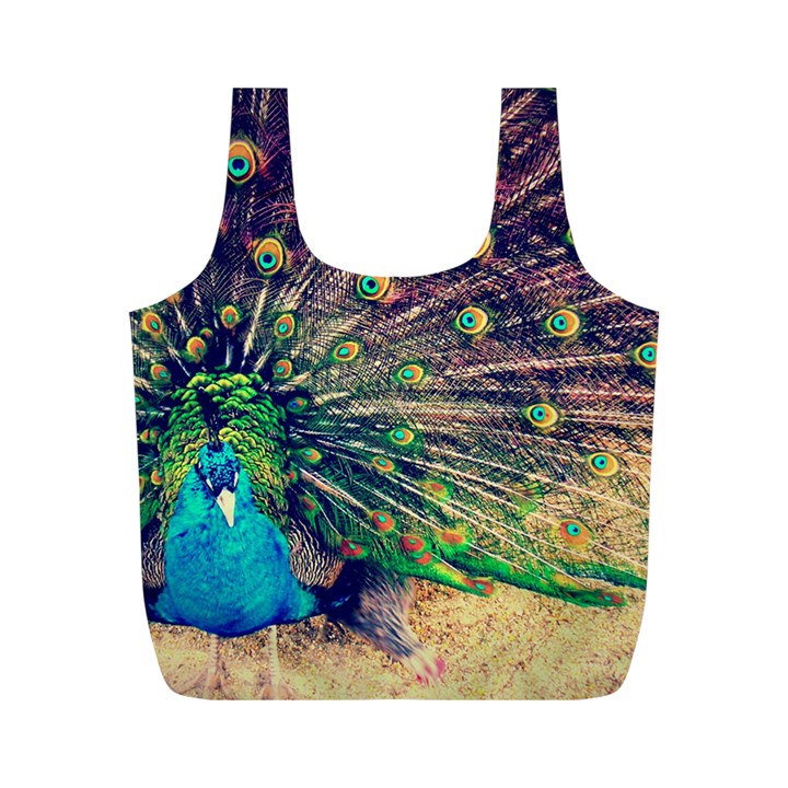 Bird Biology Fauna Material Chile Peacock Plumage Feathers Symmetry Vertebrate Peafowl Full Print Recycle Bag (M)