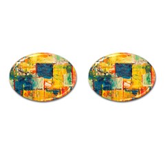 Abstract Painting Acrylic Paint Art Artistic Background Cufflinks (oval) by Vaneshart