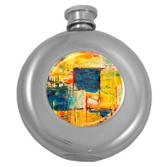 Abstract Painting Acrylic Paint Art Artistic Background Round Hip Flask (5 Oz) by Vaneshart